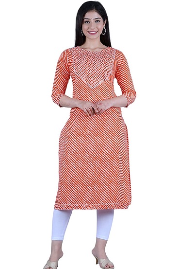 Bandhej Pattern Gota Work Kurti