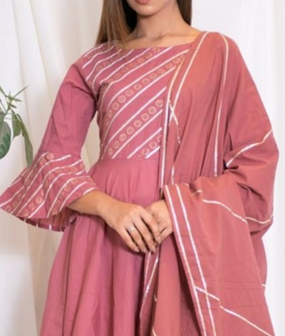 Bell Sleeves A Line Kurta Dupatta Set