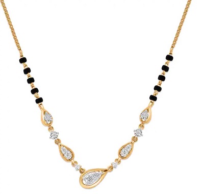 Black Beads And Gold Beaded Chain Mangalsutra