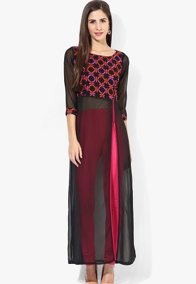 Black Sheer Georgette Kurti For Festivals