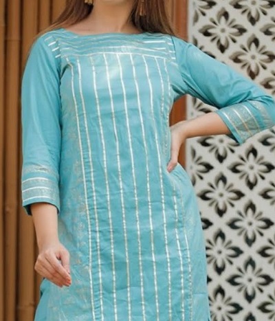 Blue Gota Work Kurti Design