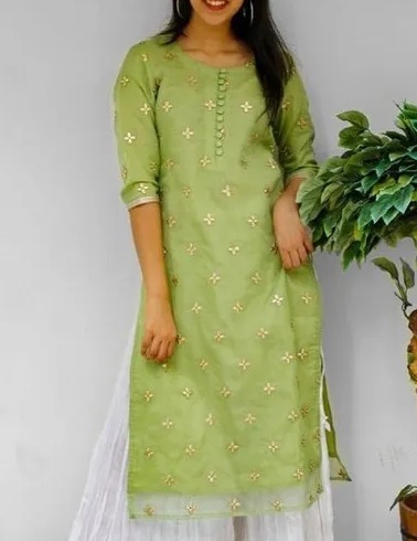 Chanderi Silk gota work kurti for ladies