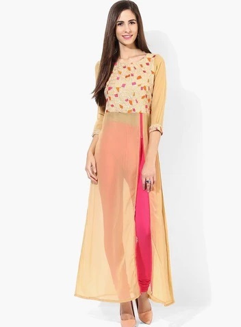 Georgette Sheer Side Cut Full Length Kurti