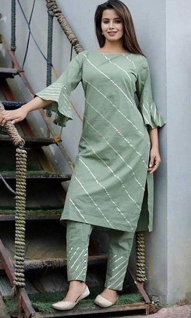 Gota Work Kurti Plazo Set