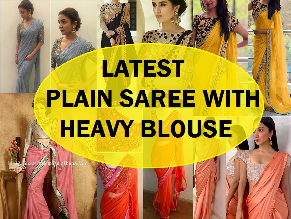 15 Amazing Pics Of Plain Saree With Designer Blouse