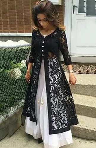 Lace Jacket Style Kurti Pattern