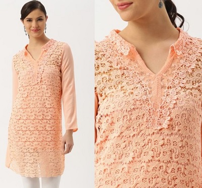 Lace Short Straight Kurti Design