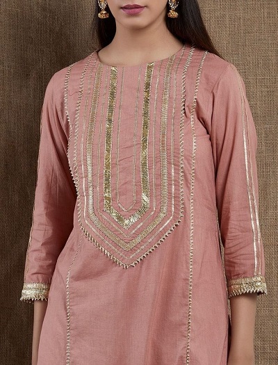 Pink Festive Gota Work Kurti