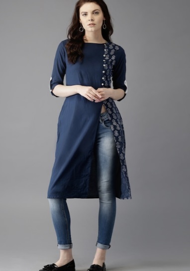 Side Button Placket Short Kurti