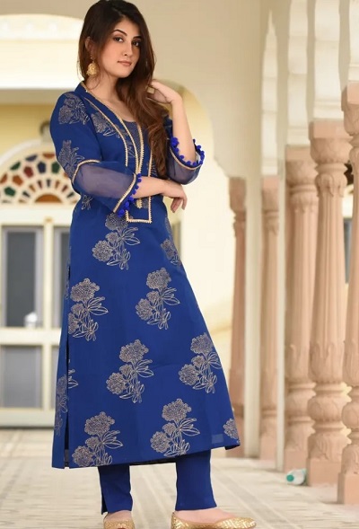 Simple Printed Gota Work Kurti For Women