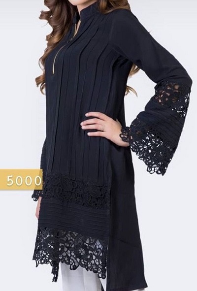 Stylish Black Lace Fabric Kurti Design