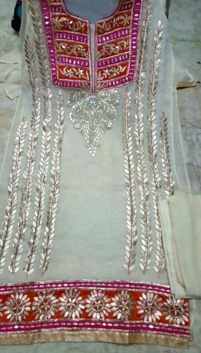 Very Heavy Chanderi Silk Gota Work Kurti Pattern