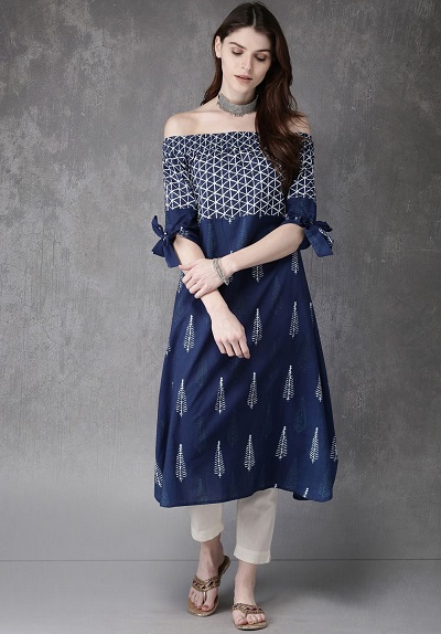 off shoulder kurti type