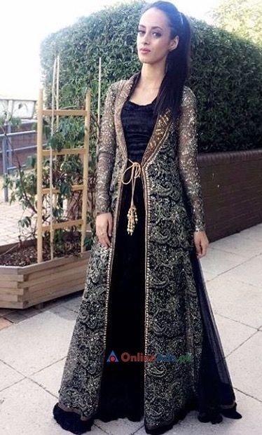 Designer Velvet Kurti Embellished Long Jacket