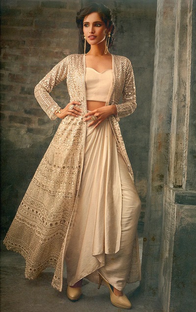 Dhoti Suit With Long Net Jacket