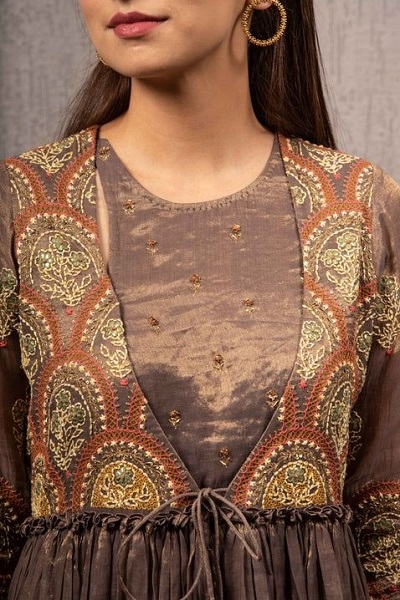 Jacket Style Embroidered Kurti