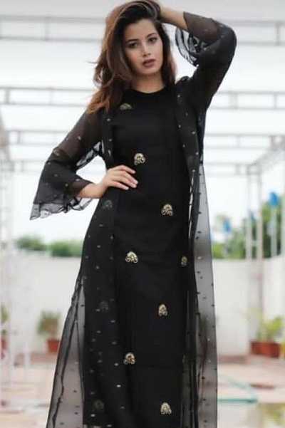 Kurti Suit With Net Jacket