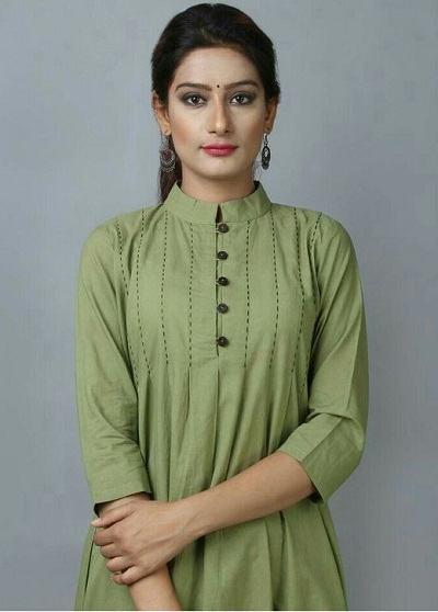 Mandarin Collar Kurti With Buttons