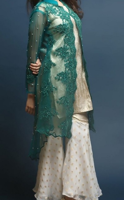 Net Jacket with Kurti Sharara