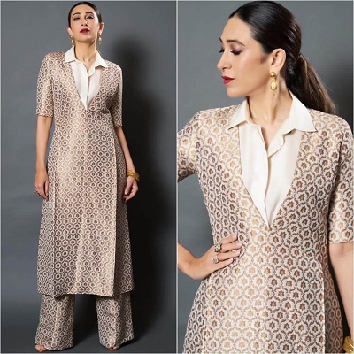 Shirt Collar V Neckline Long Kurti Design