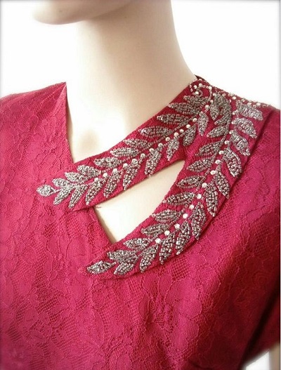 Stylish Embellished Kurti Collar Neckline