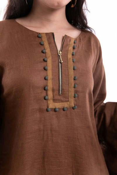 Zipper Style Kurti Neck