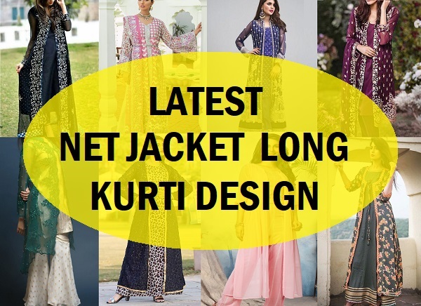 latest net jacket kurti suit design