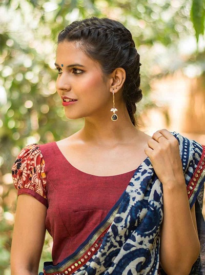 Buy Aarti Sethia Studio Green Pure Silk Organza Puff Sleeves Blouse Online  | Aza Fashions