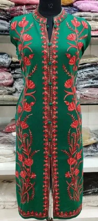 Designer embellished woolen kurti design