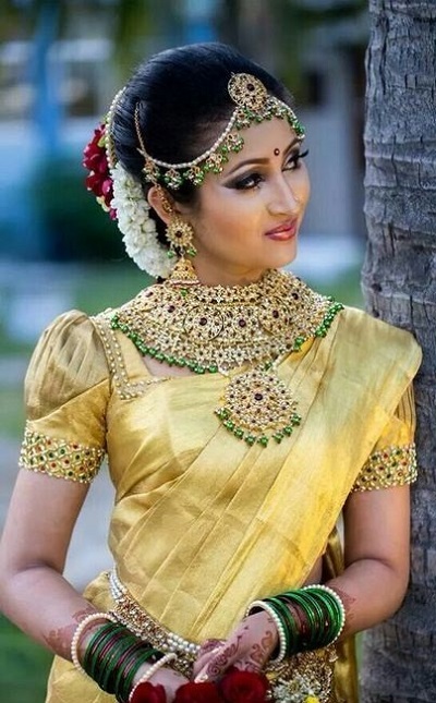 Golden Wedding Silk Blouse Design
