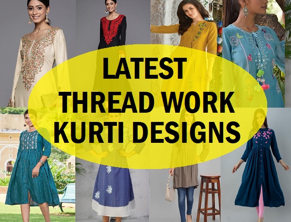 STK241-Pure Designer Chanderi Cotton Thread Work Kurti - Sreya Trends LLC