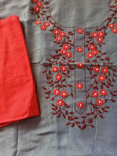 Thread Embroidered Kurta Trouser Set