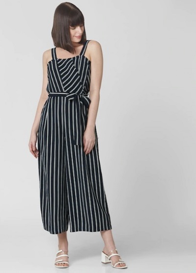Vertical Printed Black And White Jumpsuit