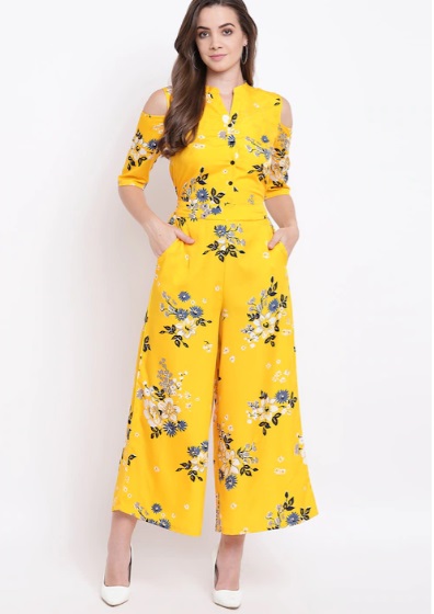 Yellow Floral Spring Summer Jumpsuit