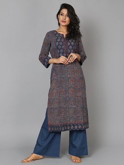 A Line Angrakha Style Short Kurti