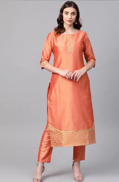 Boat Neck Kurti Trouser Set