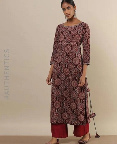 Boat Neck Pattern Kurti