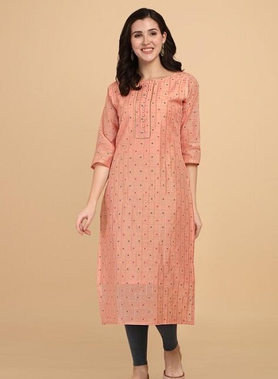 Button Work Chanderi Cotton Kurta