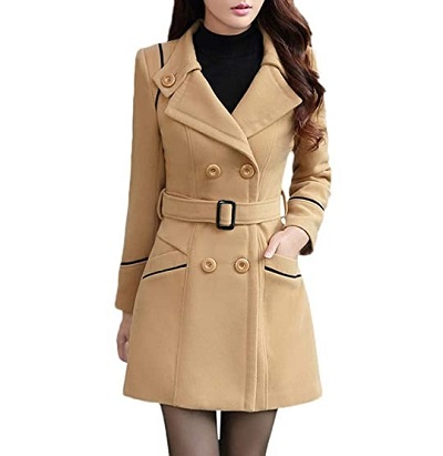 Camel Double Breasted Trench Coat