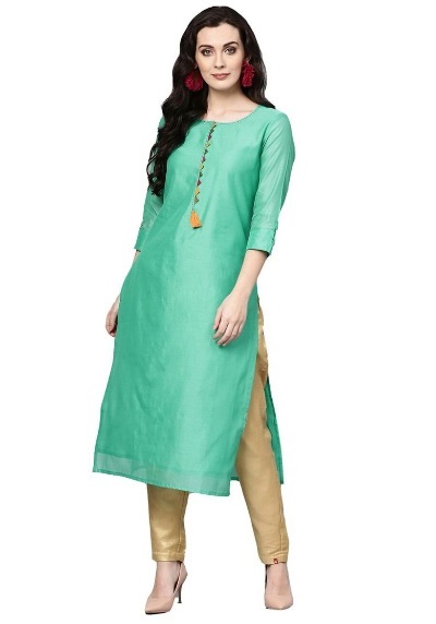 Chanderi Silk Blue Festive Kurti