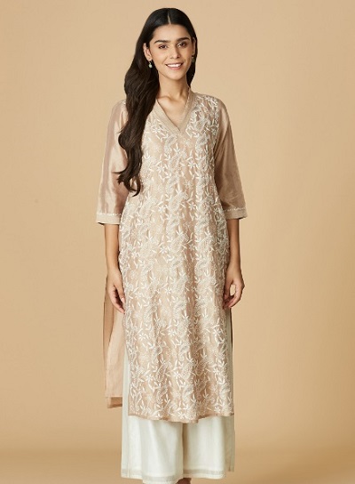 Cotton Silk Embroidered Kurti Design