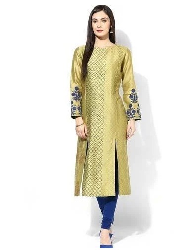 Double Front Slit Chanderi Cotton Kurti