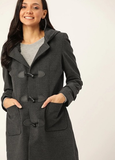 Grey Winter Parka Coat For Women