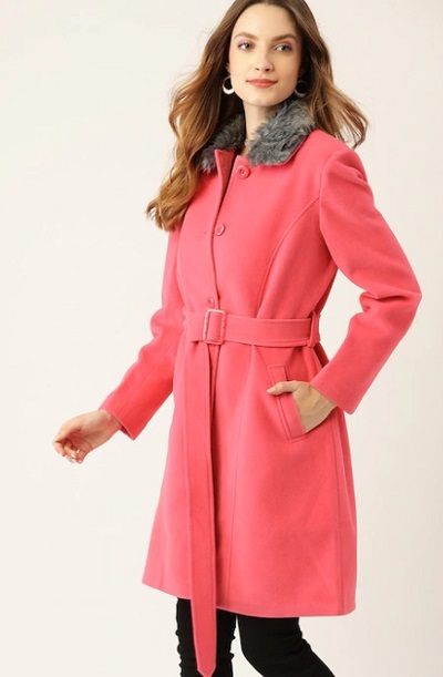 Long Fur Collared Trench Coat