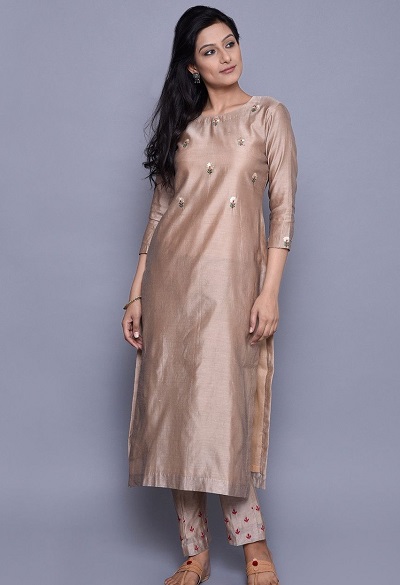 Long Straight Fit Cotton Silk Kurta