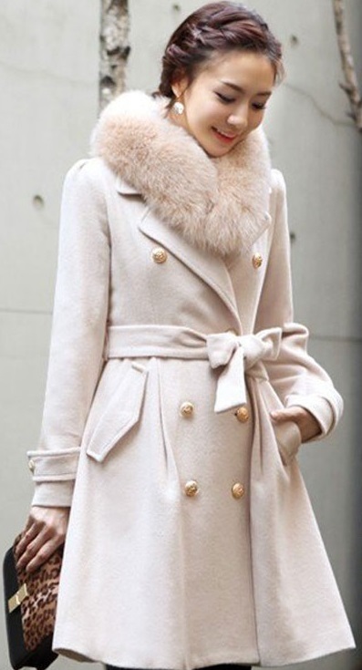 Women’s White Long Fur Winter Coat