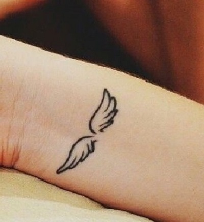 Angel Wings Wrist Tattoo For Female