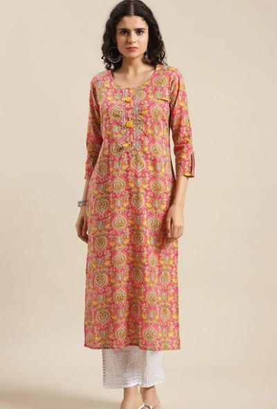 Bright Printed Round Neckline Kurta