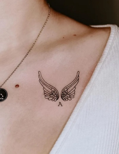 Collar Bone Angel Wing Tattoo
