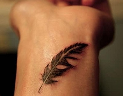 Feather Wrist Tattoo Design